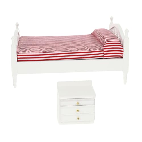 Gogogmee 1 Set Miniatur Nachttisch Und Doppelbett Für Puppenhaus Schlafzimmer öbelset Mit 1 Nachttisch Und 1 Doppelbett Ideal Für Mini House Adornments Und Kreative Szenen von Gogogmee