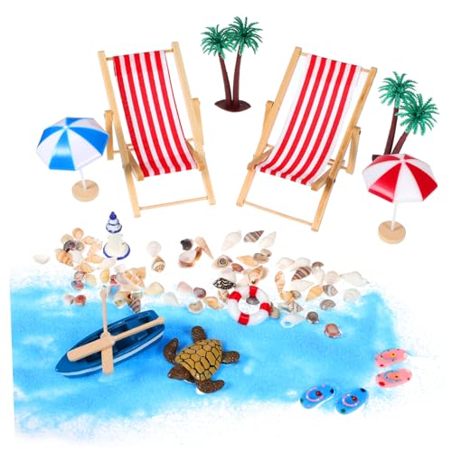 Gogogmee 1 Set Miniatur Strand Dekorationen Faltbare Strandstühle Und Sonnenschirme Sommer Beach Stil Ornamente Für Zubehör Und Kreative Bastelprojekte von Gogogmee