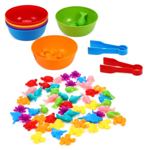 Gogogmee 1 Set Montessori Lehrset Kleinkindspielzeug Tierkleinkinder Montessori Spielzeug Farbklassifizierungsspielzeug Farbsortierspielzeug Für Kleinkinder 1–3 Zoospielzeug Lernspielzeug von Gogogmee