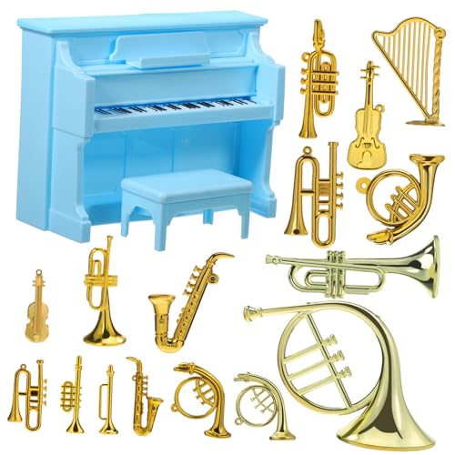 Gogogmee 1 Set Winzige Miniatur Dekorationen Puppenhaus Dekorationen Hausgeige Musikzubehör Mini Klavierinstrumente Ornamente von Gogogmee