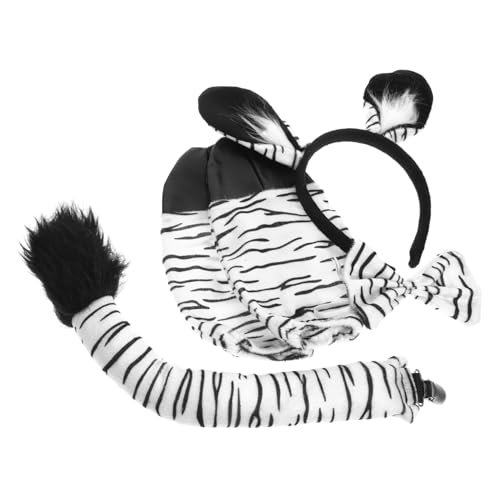 Gogogmee 1 Set Zebra Kostüm Kopfschmuck Cosplay Zubehör Zebra Element Stirnband Tierkostüm Tierschwanz Ohren Stirnband Haarschmuck Für Party Stirnbänder Für Cosplay Tier Stirnband von Gogogmee