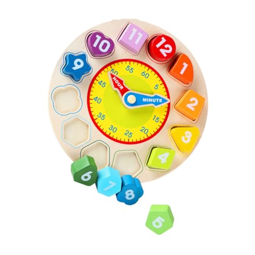 Gogogmee Holzspielzeug Uhr Für Zahlen Und Formen Bauklötze Set Geometrisches Matching Für Vorschulkinder Pädagogisches Lernspielzeug Zur Der Kognitiven Fähigkeiten von Gogogmee