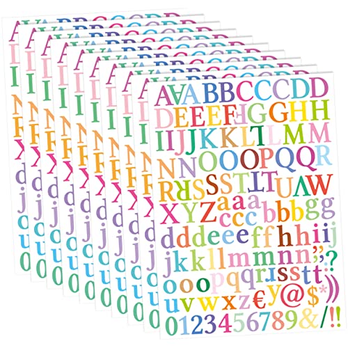 Gogogmee 10 Blätter Alphabet-Aufkleber farbige Buchstabenaufkleber Buchstaben aufkleben kleine Buchstabenaufkleber Vinyl Sticker Vinyl Aufkleber Nummernaufkleber Buchstabenetiketten von Gogogmee