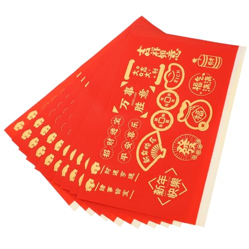 Gogogmee 10St bronzierende Aufkleber des neuen Jahres Lichthausdekorationen für zu Hause Dekor für zu Hause Chinese New Year chinesisch Wohnkultur Etiketten Umschlagetikett Papier von Gogogmee