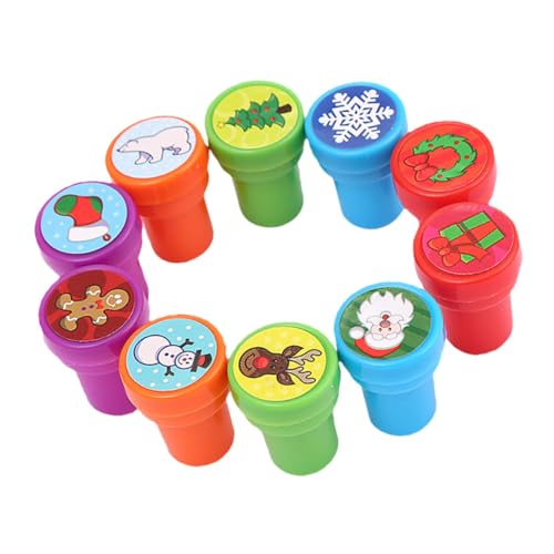 Gogogmee 10st Kinderstempel Urlaubsstampfer Weihnachtstütenfüller Weihnachtskarikaturstempel Kinderanzüge Kinderstampfer Spielzeug Für Kinder Weihnachtsfeier Kinderanzug Plastik von Gogogmee