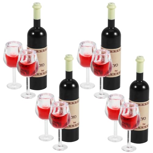 Gogogmee 12 Sätze Mini-Rotwein Alkohol Miniaturflaschen Mini-weinflaschen Tasse Miniatur-weinbecher Mini-hauspokal Mikro-landschaftskelch Puppenhauszubehör Weinflaschen-Set Plastik von Gogogmee