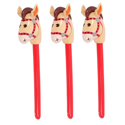 Gogogmee 12 Stk Tier Lange Stöcke Pferdekopf Kopfstock Stockpferd Sprengen Reitstock Reiten Jubelstöcke Ballon Klebt Mit Aufblasbarer Pferdestock Stockponys in Die Luft Jagen Rad Pvc Brown von Gogogmee