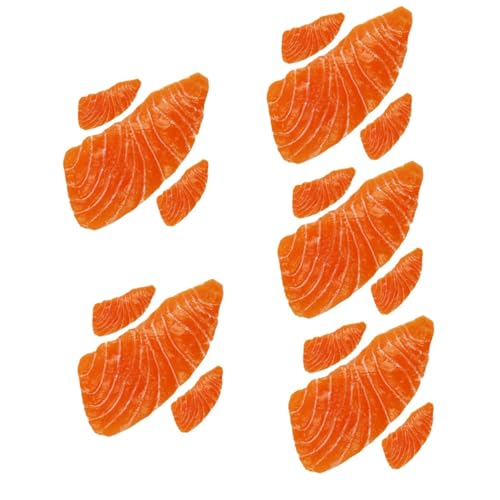 Gogogmee 15 STK Simulation Lachs Künstliche Lebensmittel-Requisiten Lachsförmige Modelle Lachsdekoration Kaufen Naturgetreue Lachsscheiben Simuliertes Lachsdekor Lachs Requisiten PVC Orange von Gogogmee