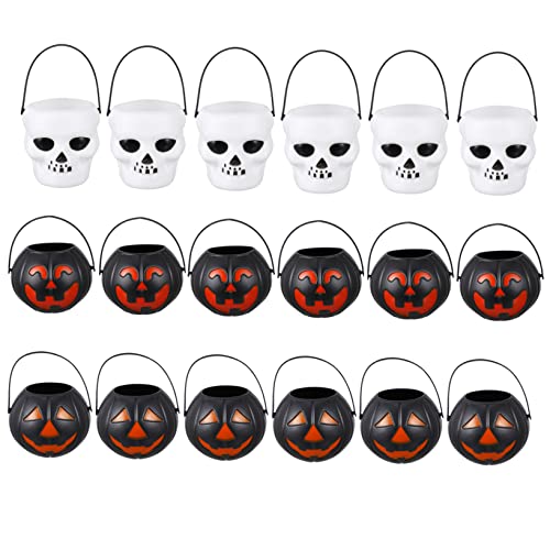 Gogogmee 18 Stück Kürbis Eimer Mini Halloween Aufbewahrungsboxen Miniatur Süßigkeiten Eimer Halloween Dekorationen Requisiten Tragbare Kleine Süßigkeiten Behälter Mini Süßigkeiten von Gogogmee