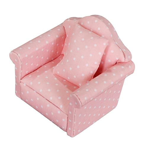 Gogogmee 1Stk Mini-Sofa Kinder deko holzmöbel Niedliches Sofa 1 Möbel im Maßstab 12 1 12 Möbel Kinderspielzeug Kindercouch Sofamodell aus Holz. Desktop-Dekor Sofa-Modell Stoff Rosa von Gogogmee