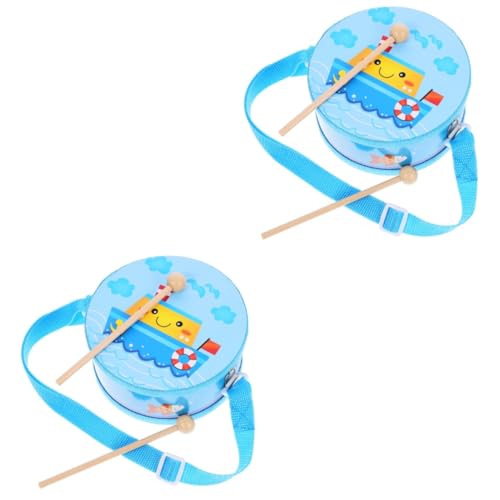 Gogogmee 2 Sätze Hüfttrommelspielzeug Für Kinder Holzhandtrommel Für Kinder Musikinstrumente Für Kinder Schlagtrommel Spielzeug Percussion-Instrument Für Handtrommeln ， Sky-Blue von Gogogmee