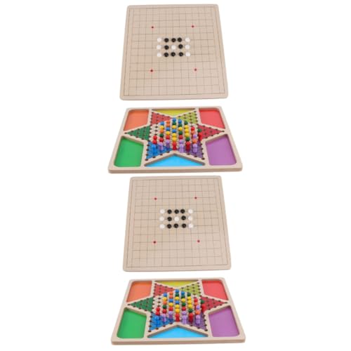 Gogogmee 2 Sätze Spiel Schach Kinder Schach Dame Brettspiel Chinesisches Damespiel Gobang-Brettspiel Spielzeug für Kinder kinderspielzeug Gobang Dame Spielzeug Kinderspielversorgung hölzern von Gogogmee