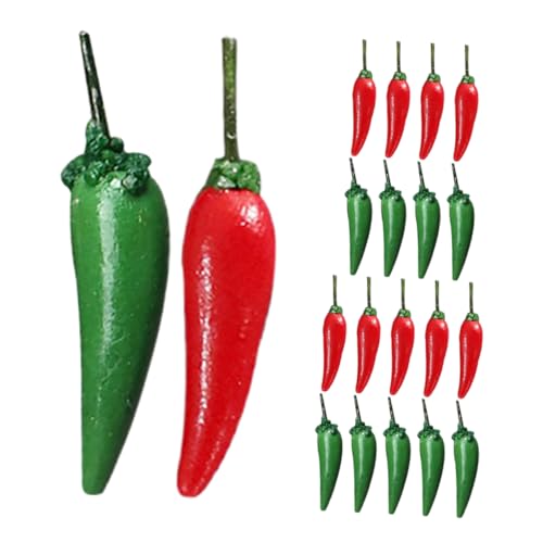 Gogogmee 20 Stück Mini Chili Modell Herbstdekoration Für Die Küche Mini Paprika Scharfe Paprika Chiltepin Pfeffer Gemüse Künstlicher Grüner Pfeffer Künstliches Gemüse Pfeffer von Gogogmee