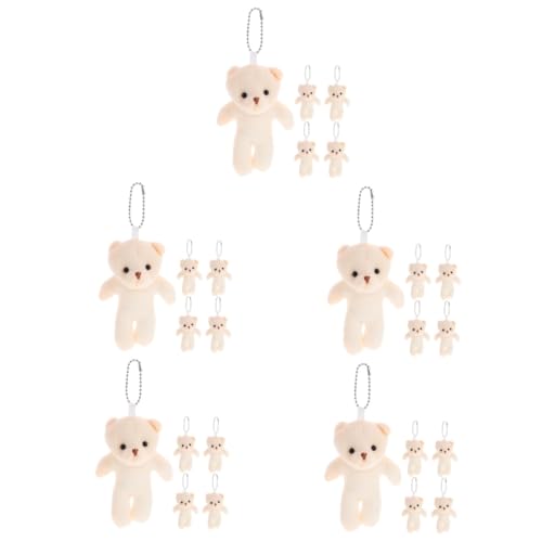 Gogogmee 25 STK Teddybär-Puppe kleine Bären Tragbarer Bärenanhänger DIY Schlüsselanhänger Mini-Carry-Anhänger Brieftasche Spielzeug schöne Mini-Bärenfiguren Cartoon-Bär PP Baumwolle Beige von Gogogmee