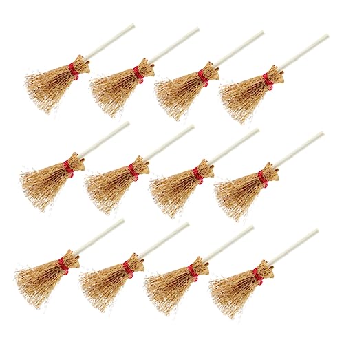 Gogogmee 25St Kleiner Besen Mini-Besen Handdekor Mini-Schneebesen Halloween deko Halloween-Dekoration puppenzubehör schmücken künstliche Requisiten Besen schöne Besen Requisiten Holz Khaki von Gogogmee