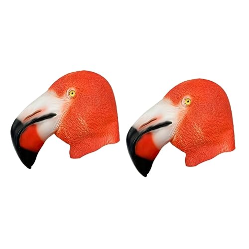 Gogogmee 2St Flamingo- halloween halloweenmaske faschings halloween gesichtsmaske gruselige Halloween- Halloween-Kopf Cosplay- Tiermaske aus Emulsion von Gogogmee