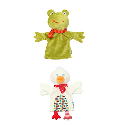 Gogogmee 2St Handpuppe Welpenfiguren Plüschtierpuppe Lernspielzeug für Kleinkinder interaktive Puppen pucktuch Hand Puppet Tierpuppenspielzeug interaktives Plüschtier Baumwolle Green von Gogogmee