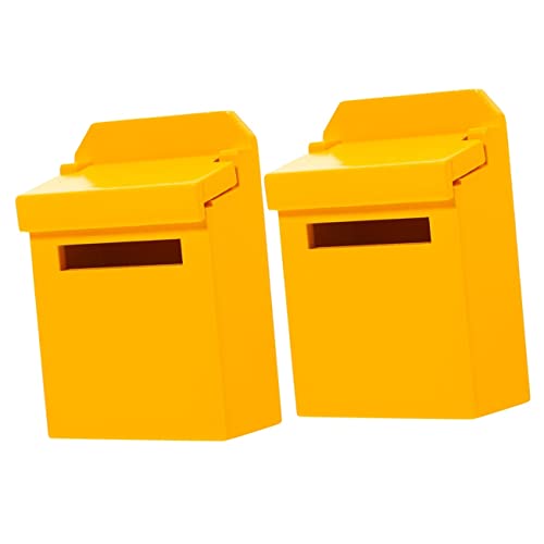 Gogogmee 2St Letterbox-Modell Figuren für Kinder Mini-Briefkastenfigur handwerkskunst handystativ Toy Mini-Spielzeug Kinderspielzeug lustige gartendeko Mini-Mailbox-Modell hölzern Yellow von Gogogmee