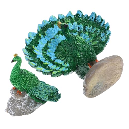 Gogogmee 2St Mikrolandschaftstiere DIY Terrarium-Aquarium-Dekoration Miniatur-Pfauenstatuen Micro Garten Dekoration Landschaftsdekoration für Garten Pfau-Statue aus Harz Tierstatue Green von Gogogmee