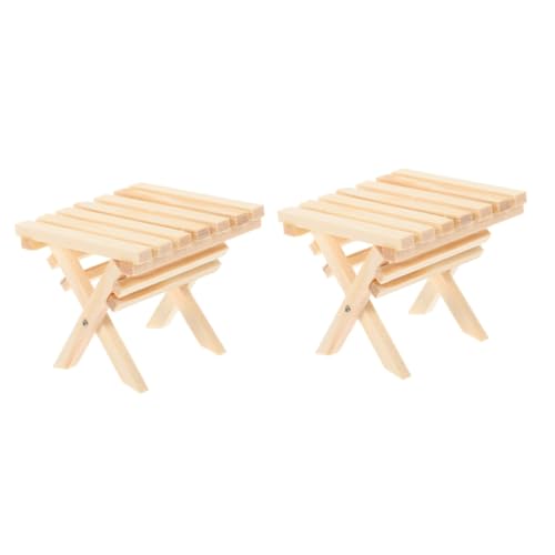 Gogogmee 2St Miniatur-Klapptisch Holztisch Spielzeugmöbel strandtisch Puppenhaus-Zubehör Strandzubehör Mini-Tisch Minitisch aus Holz Tischmodell Mini-Hausmöbel Puppenhaustisch hölzern Khaki von Gogogmee