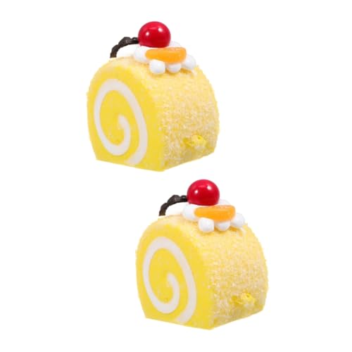 Gogogmee 2St gefälschter Essenskuchen wohnungsdeko hausdeko Toy spielzeuge Fruit Cake gelbe Cupcake-Becher Cupcake-Kapazitäten Cupcakes PU-Simulationskuchen lebensechter gefälschter Kuchen von Gogogmee