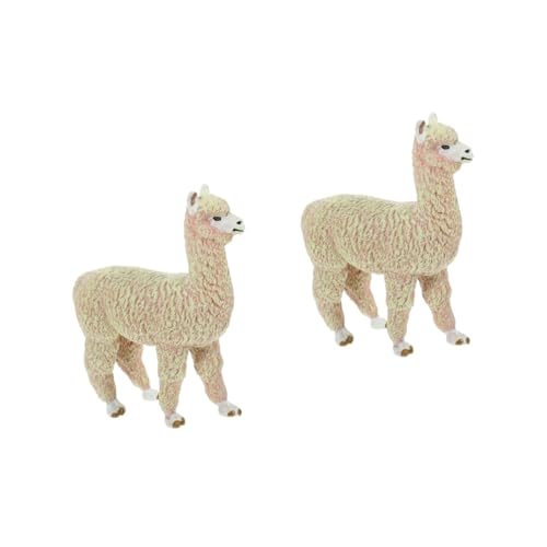 Gogogmee 2st Alpaka-modellspielzeug Tierfiguren Für 3-5 Simulation Von Tierfiguren Kleines Alpaka-Modell Gefälschtes Alpaka-Spielzeug Alpaka Stofftier Kleine Alpaka-skulptur Khaki Plastik von Gogogmee