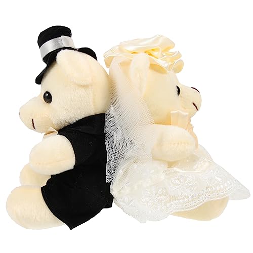 Gogogmee 2st Hochzeitsbärenpuppe Mini-plüschbären Spitze Bären Puppe Spielzeug Desktop-bär-Ornament Ausgestopfte Bärenpuppen Kleine Bärenpuppe Süßer Stoffbär Panda Tiere Weiß Pp Baumwolle von Gogogmee