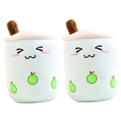 Gogogmee 2st Milchtee Puppe Neuheit Puppenkissen Bubble-Tea-Puppe Bubble Tea Cup Geformtes Kissen Kreatives Dekokissen Milchtee Stofftier Neuheit Stofftier Spielzeug Daunen Baumwolle Green von Gogogmee