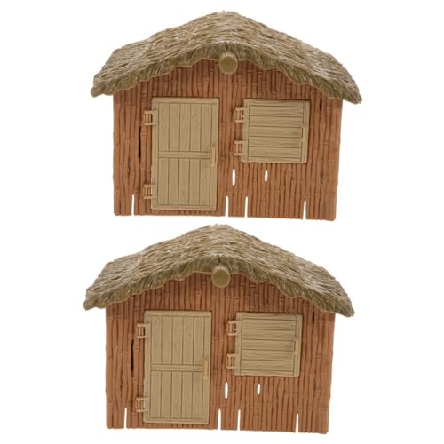 Gogogmee 2st Modell Eines Bauernhauses Mini-landschaftsverzierung Dekoratives Hausmodell Desktop-dekor Cottage-Modell Winziges Landschaftsornament Gartendekoration Plastik von Gogogmee