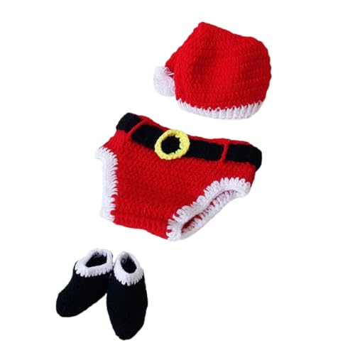 Gogogmee 3 Stück Handgestricktes Babyfotografie Teilig mit Weihnachtsmütze Unterhose und Schuhen Weiches Acrylmaterial Festliches Outfit für Neugeborene Foto Requisit zu Weihnachten Gogogmee 3 Stück Handgestricktes Babyfotografie Teilig mit Weihnachtsmütze Unterhose und Schuhen Weiches Acrylmaterial Festliches Outfit für Neugeborene Foto Requisit zu Weihnachten von Gogogmee