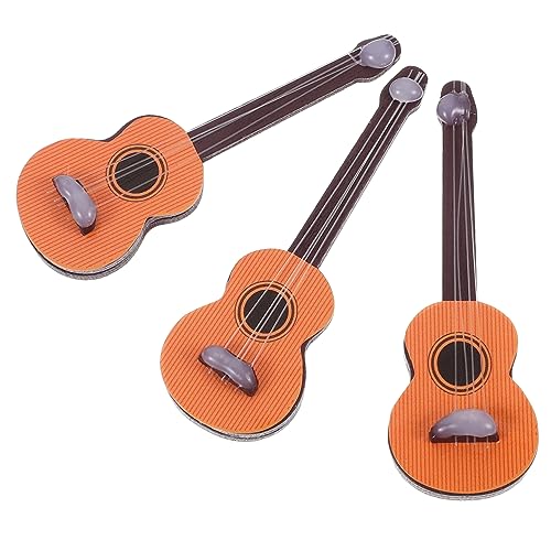 Gogogmee 3 Stück Puppenhaus Zubehör Simulation Musikinstrument Mini Dekor Gitarrenmodelle Mini Puppenhaus Dekor Mini Zubehör Kinder Gitarre Puppenhaus Zubehör Holz von Gogogmee