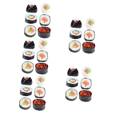 Gogogmee 30 STK Sushi-Simulation sushirolle Sushi roll Handgemachtes Simulationsessen künstliches Sushi falsches Lachs-Sushi gefälschtes Japanisches Sushi Simulation Lebensmittelmodell PVC von Gogogmee