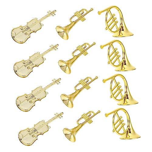 Gogogmee 36 STK Weihnachtsdekoration Für Musikinstrumente Weihnachtskranz Weihnachtsschmuck Für Musikinstrumente Mini-Musikinstrument-dekor Hornschmuck Für Den Baum Golden Plastik von Gogogmee