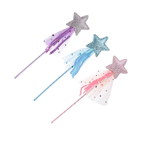 Gogogmee 3St Fee Zauberstab Feenstab Kinderkleidung Feenhaftes Spielzeug Blitzspielzeug Mädchen Fairy Wand Spielzeuge Kinderparty Kinderspielzeug Party-Foto-Requisite Katzenspielzeug Leder von Gogogmee