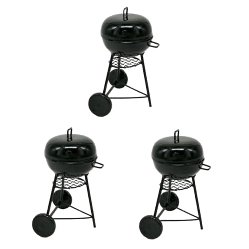 Gogogmee 3St Miniatur-Bohrerfiguren Mini-Grill Brotmacher Kleiner Grill Spielzeug puppenhauszubehör blackh Desktop-Ornament swor ösch Noir Grillverzierung aus Metall Camping-Layout-Stütze von Gogogmee