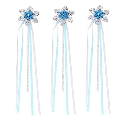 Gogogmee 3St Schnee Zauberstab Fairy Wand Kinder Halloween Schneeflocken-Zauberstab-Spielzeug metallische Prinzessinnenstäbe mitbringsel Kindergeburtstag Zauberstab Dekor schöner Feenstab von Gogogmee