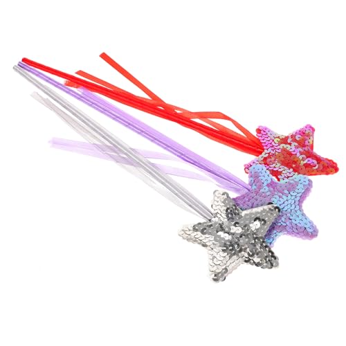 Gogogmee 3St Zauberstab Prinzessinnen-Party-Requisiten Glitzer-Fee-Stick für Mädchen glänzender Feenstab Fairy Wand Kinderkleider Zauberstäbe Partyzubehör für Kinder Plastik von Gogogmee