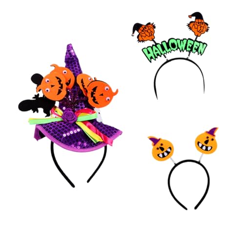 Gogogmee 3st Halloween-stirnband Halloween-stirnbänder Für Kinder Halloween-kopfschmuck Halloween-hexenhut-stirnband Halloween-kopfhörer Halloween-haarreifen Kürbiskopf-bopper Vlies von Gogogmee