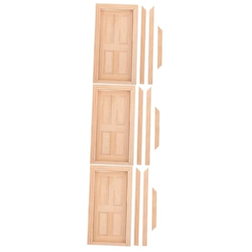 Gogogmee 3st Puppenhaus Holztür Mini Baumaterial Für Puppenstuben Puppenhaustür 1 Puppen Für Mädchen Kinderspielzeug Puppenstubentür 1 12 Raumdekoration Feentür Haustür Winzige Tür Beige von Gogogmee