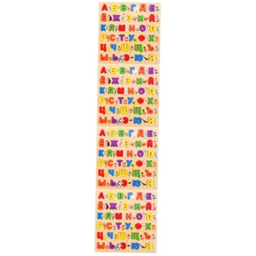 Gogogmee 4 Sätze Russisches Rätsel Puzzle Für Kinder Russisches Buchstabenrätsel Alphabet-Puzzle-Brett Lernpuzzle Für Kleinkinder Alphabet-rätsel Buchstabenblöcke Kinderspielzeug Holz von Gogogmee