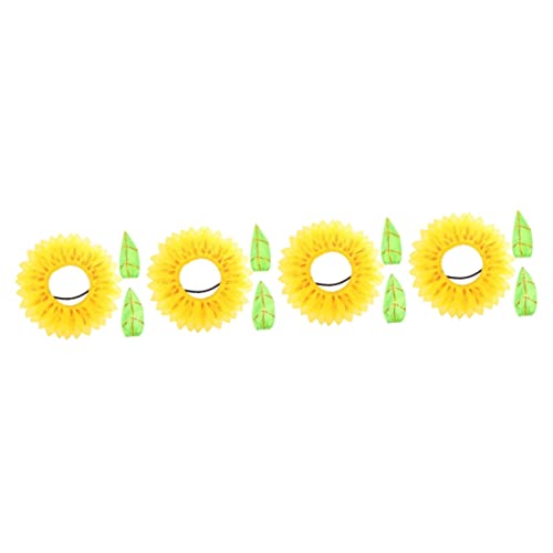 Gogogmee 4 Sätze Sonnenblumenkopfbedeckung floraler Kostüm-Kopfschmuck Kleider für Kinder sonnenblumen kopfschmuck kinder blumenkranz Leistungsrequisiten Sonnenblumenkostüm Seidentuch von Gogogmee