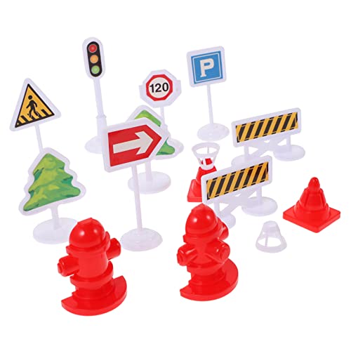 Gogogmee 4 Sets Mini Verkehrsschild Barrikaden Kleines Straßenschild Spielzeug Kinder Verkehrsspielzeug Kinder Mini Spielzeug Puzzle Spielzeug Miniatur Verkehrsschild von Gogogmee