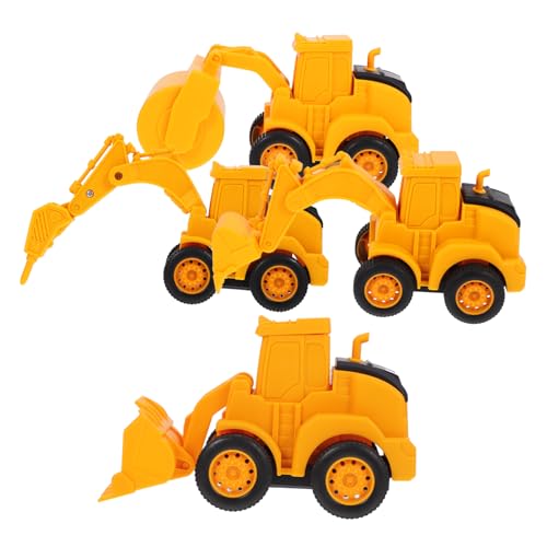 Gogogmee 4 Stück Baggermodell Baufahrzeug Spielzeug Kunststoff LKW Miniatur Technik LKW Baufahrzeuge Spielzeug Cartoon BAU LKW Modell Kleines LKW Spielzeug von Gogogmee