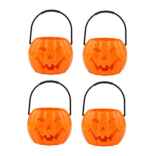 Gogogmee 4 Stück Halloween-kürbislaterne Halloween-eimer Für Süßigkeiten Halloween-süßigkeiten-eimer Halloween-partygeschenke Süßigkeitenhalter Eimer Kürbis Bonbonhalter Dekor Kürbis Eimer von Gogogmee