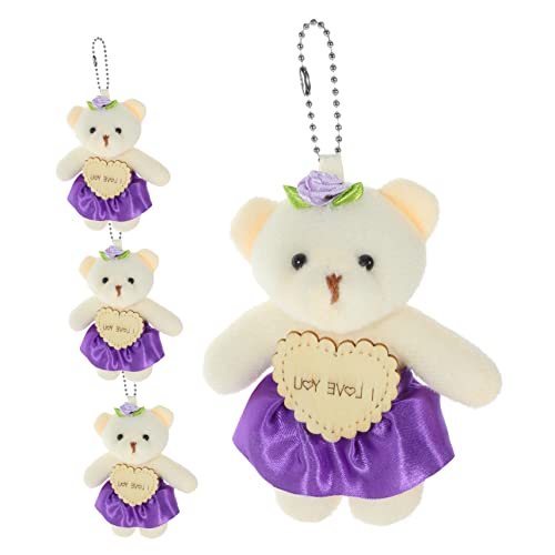 Gogogmee 4 Stück Hochzeitsbär Abschluss Bär Dekore Entzückende Bärenpuppe Rucksack-bär-anhänger Ausgestopfte Bärenpuppe Entzückende Bärenblumenstraußverzierungen Violett Pp Baumwolle von Gogogmee