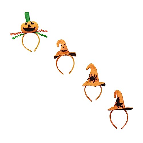 Gogogmee 4 Stück Kürbis-hut-stirnband Alberne Stirnbänder Für Kinder Halloween-haarschmuck Kürbis-hexen-spinnen-stirnbänder Kopfhörer-stirnband Halloween-kürbis-stirnband Flanell von Gogogmee