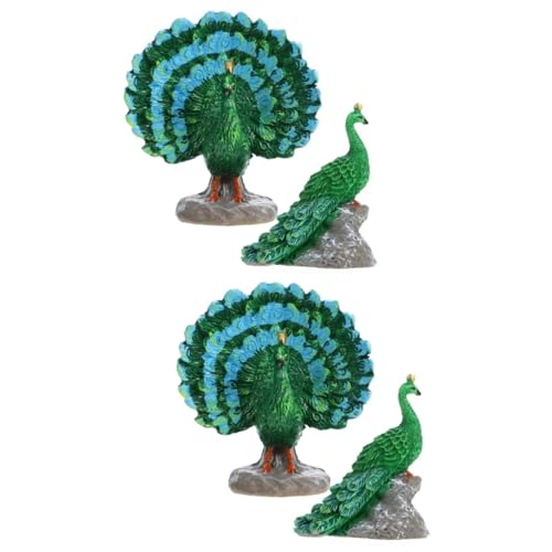 Gogogmee 4 Stück Mikrolandschaftstiere Tierische Mikrolandschaftsverzierungen Feengarten Tierfigur Tee-Haustier- Feengarten Tierdekor Miniatur-pfauenfigur Mini-pfau-Statue Harz Green von Gogogmee