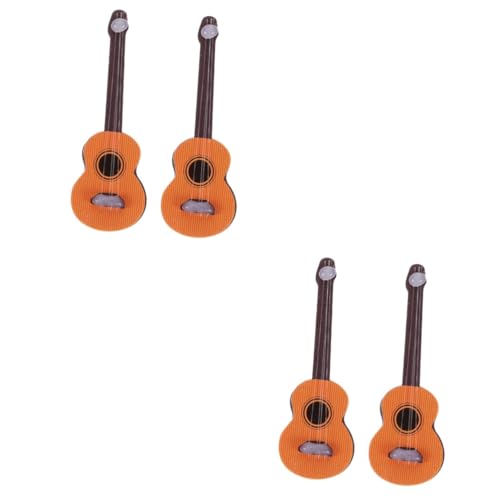 Gogogmee 4 Stück Simulation Gitarre Puppenhauszubehör Puppenhaus-miniaturgitarre Miniatur-landschaftsmöbel Mini-gitarrenfigur Als Ornament Musikinstrumentenmodell Light Brown Hölzern von Gogogmee