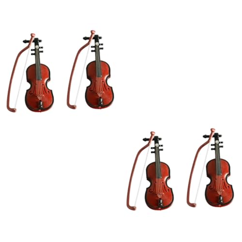 Gogogmee 4 Stück Simulierte Geige Miniaturgeige Klein Mini-deko-Requisiten Modell Der Puppenstubengeige Puppenhaus-Miniatur-Musikinstrument Mini-geigenmodelle Mini-Violine-Modell Abs Brown von Gogogmee