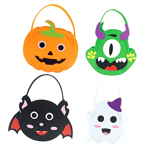 Gogogmee 4 Stück Süßigkeitentasche Weihnachtsgeschenktüten Süßigkeitenverpackungsbeutel Wickeltasche halloween snacks halloween naschen Geschenkeimer Halloween-Goodie-Eimer Vlies von Gogogmee